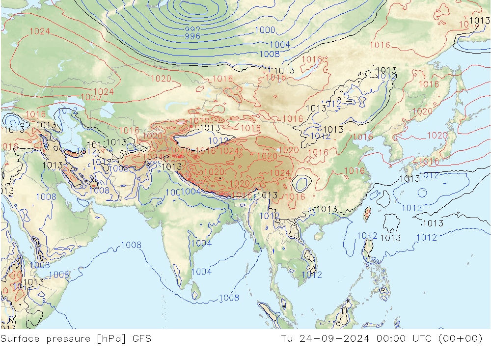 приземное давление GFS вт 24.09.2024 00 UTC