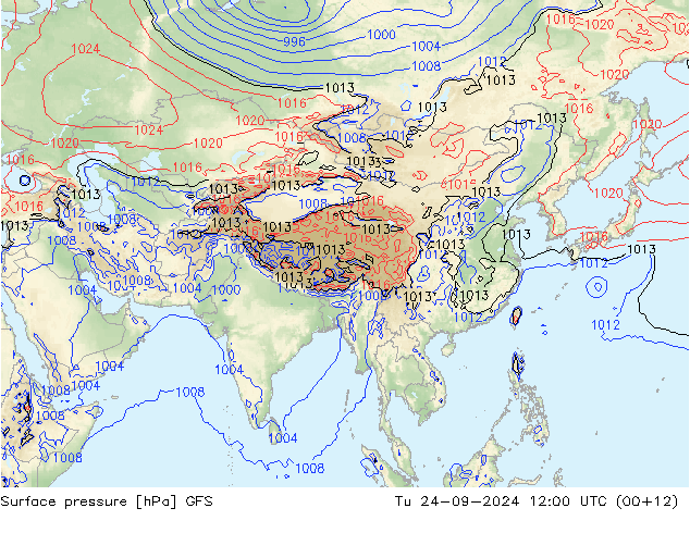 Surface pressure GFS Tu 24.09.2024 12 UTC