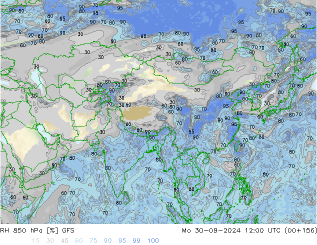 RH 850 hPa GFS Mo 30.09.2024 12 UTC