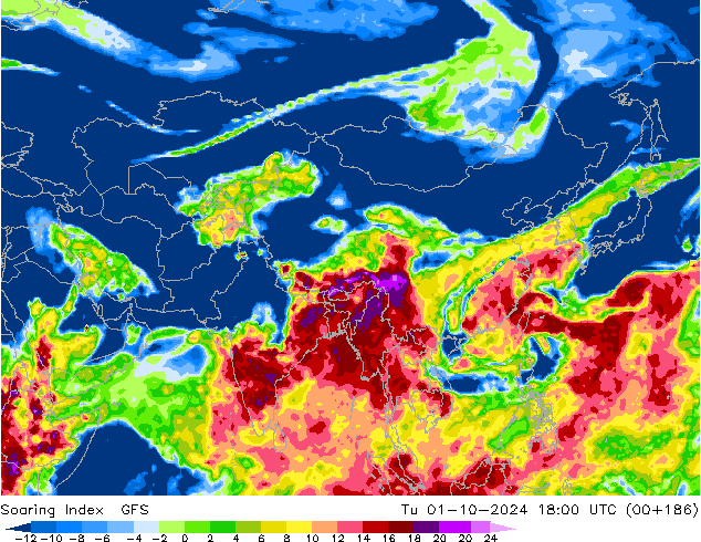 Soaring Index GFS вт 01.10.2024 18 UTC