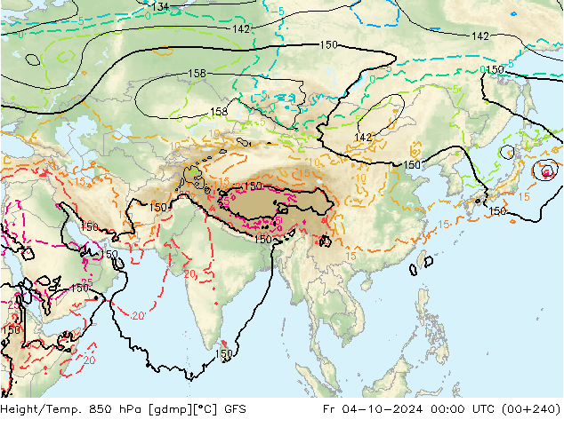 Z500/Rain (+SLP)/Z850 GFS Fr 04.10.2024 00 UTC