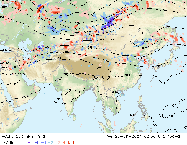 T-Adv. 500 hPa GFS St 25.09.2024 00 UTC