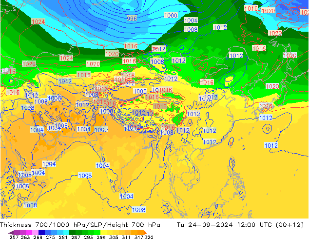 Thck 700-1000 hPa GFS Tu 24.09.2024 12 UTC