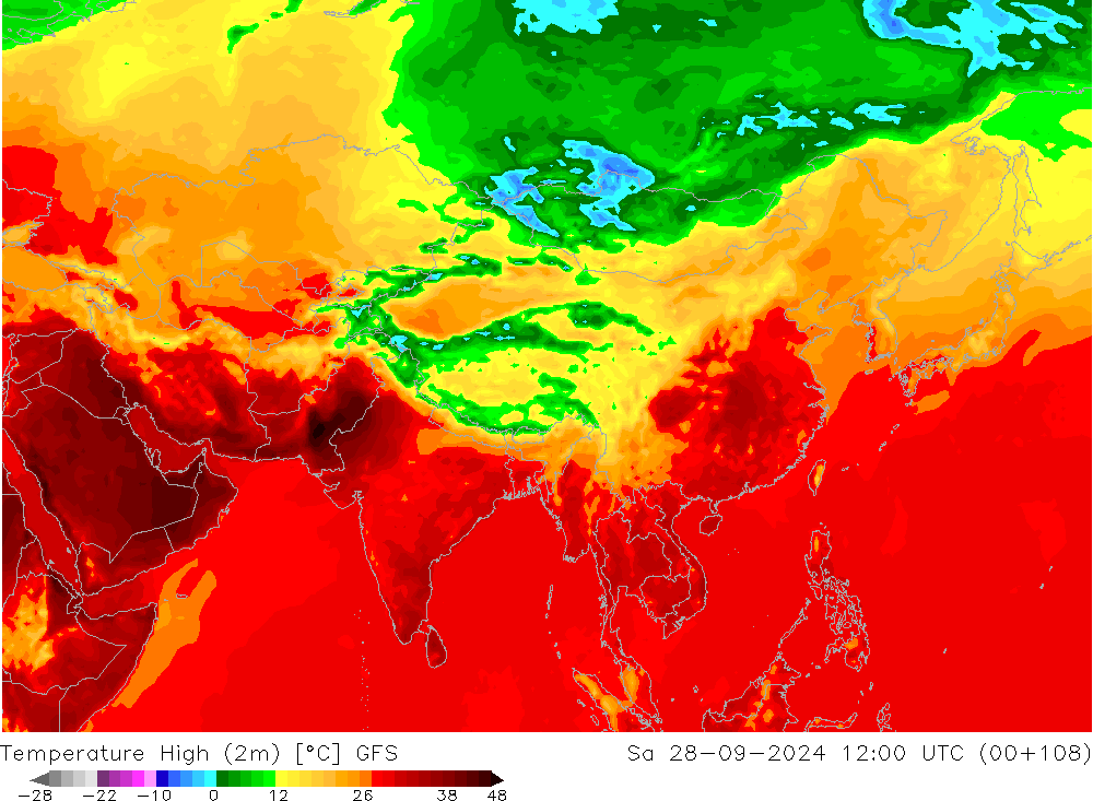 Maksimum Değer (2m) GFS Cts 28.09.2024 12 UTC