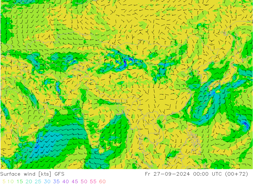 Bodenwind GFS Fr 27.09.2024 00 UTC