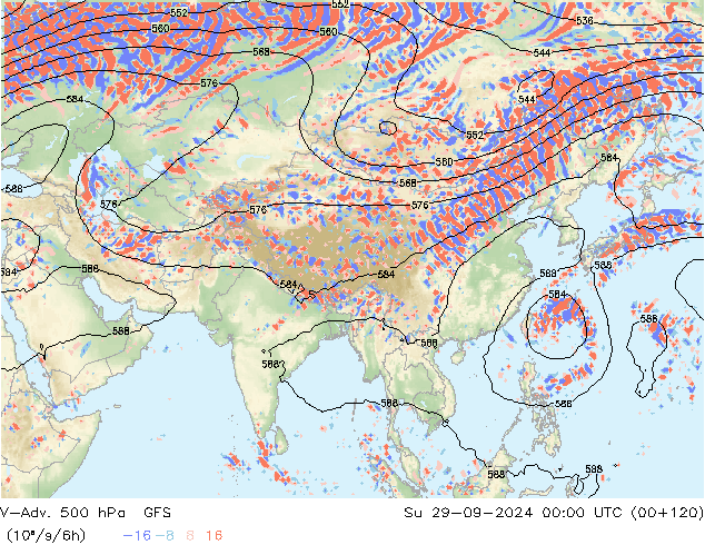 V-Adv. 500 гПа GFS Вс 29.09.2024 00 UTC