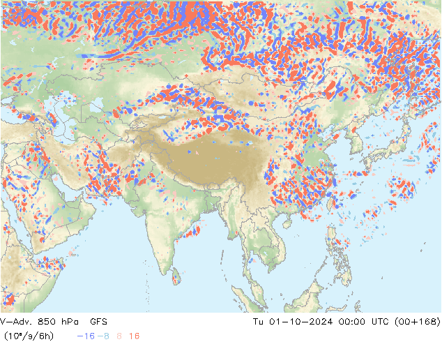 V-Adv. 850 hPa GFS mar 01.10.2024 00 UTC