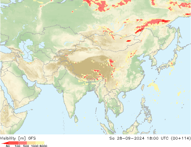 Visibility GFS Sa 28.09.2024 18 UTC