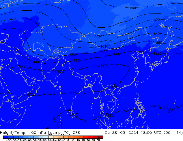 Hoogte/Temp. 100 hPa GFS za 28.09.2024 18 UTC