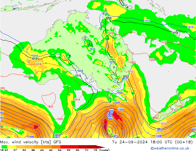 Max. wind velocity GFS Ter 24.09.2024 18 UTC