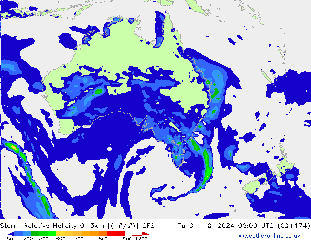 Storm Relative Helicity GFS Ter 01.10.2024 06 UTC