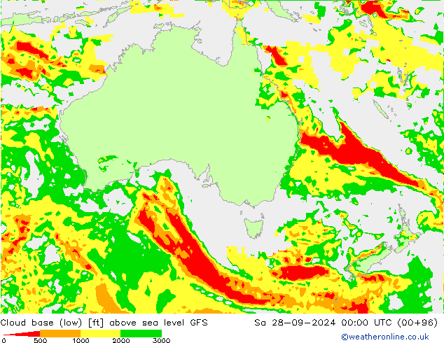 Cloud base (low) GFS Sáb 28.09.2024 00 UTC