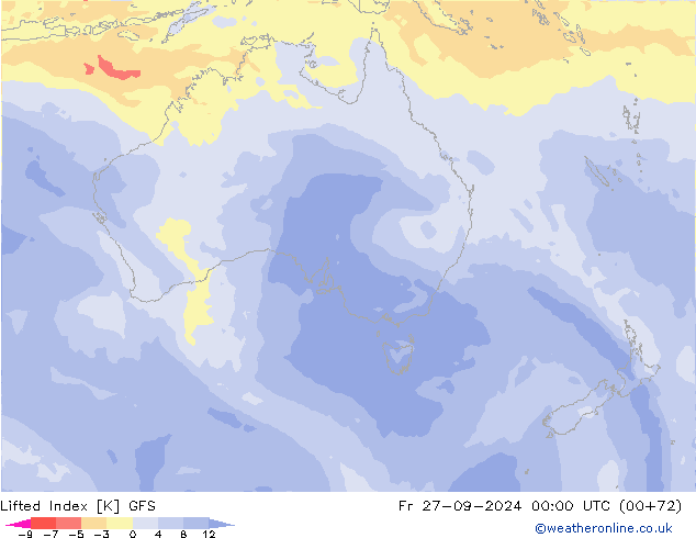 Lifted Index GFS Fr 27.09.2024 00 UTC