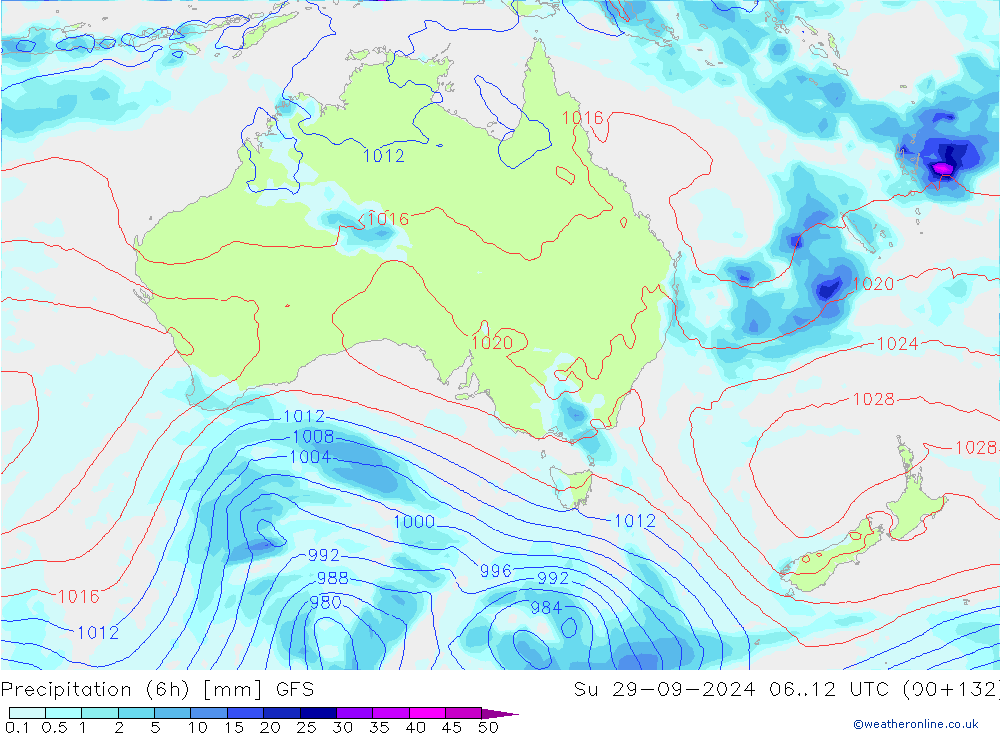 opad (6h) GFS nie. 29.09.2024 12 UTC