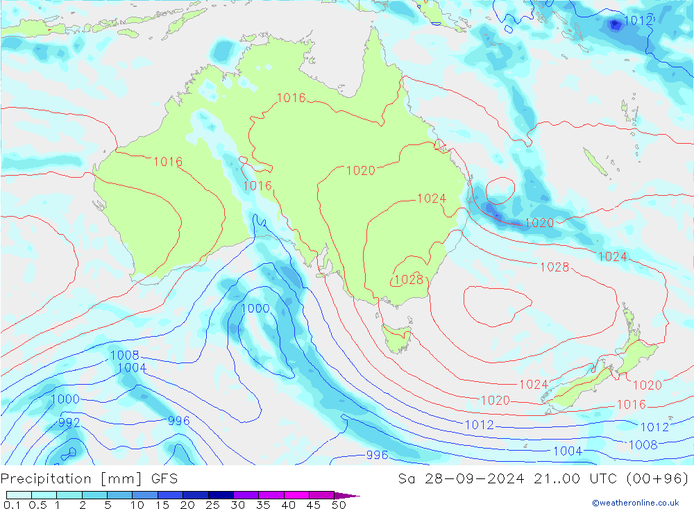 осадки GFS сб 28.09.2024 00 UTC