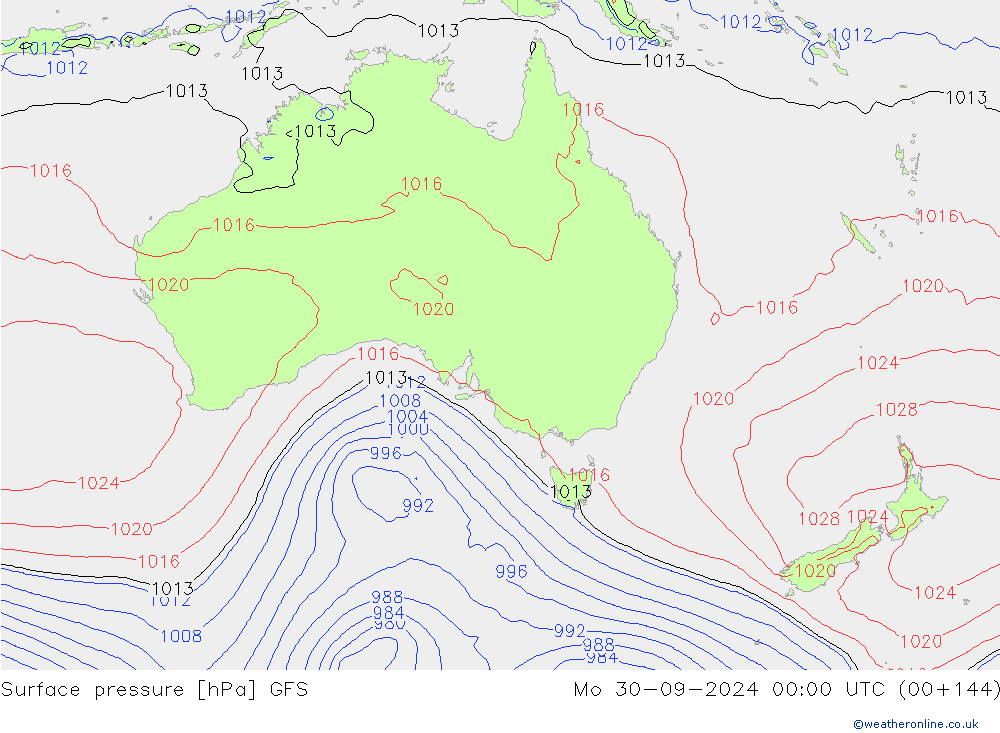 Surface pressure GFS Mo 30.09.2024 00 UTC