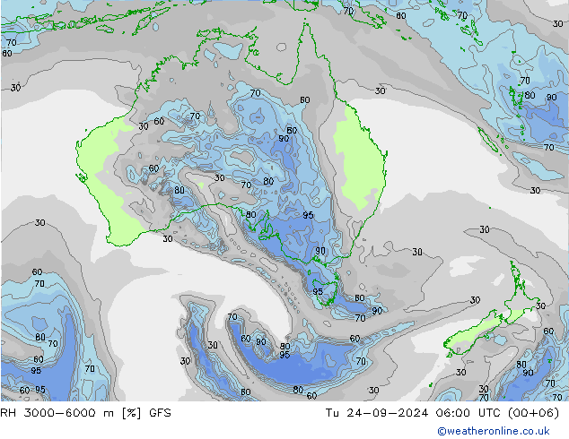 RH 3000-6000 m GFS Út 24.09.2024 06 UTC