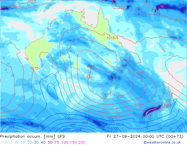 Precipitation accum. GFS Fr 27.09.2024 00 UTC