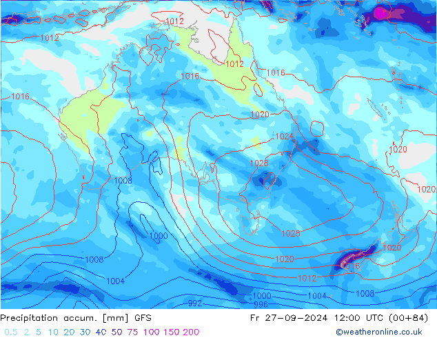 Precipitation accum. GFS Sex 27.09.2024 12 UTC