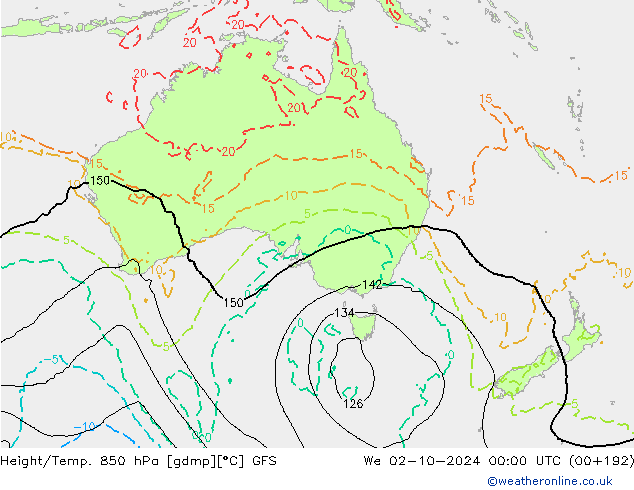 Height/Temp. 850 hPa GFS Qua 02.10.2024 00 UTC