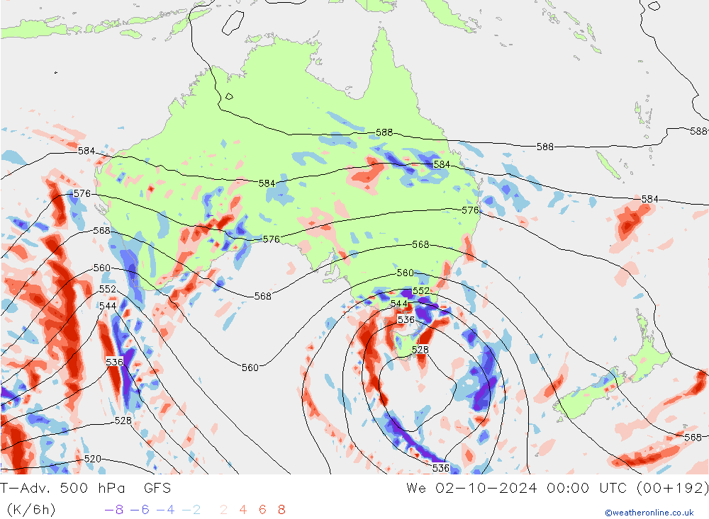 T-Adv. 500 hPa GFS We 02.10.2024 00 UTC