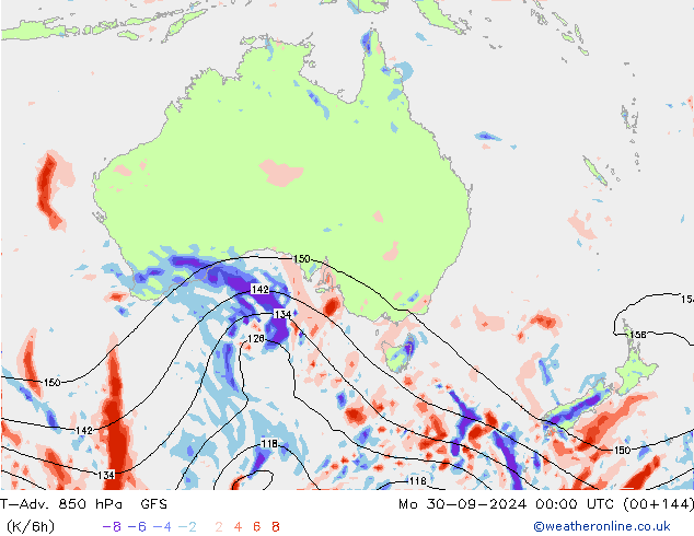 T-Adv. 850 hPa GFS Mo 30.09.2024 00 UTC