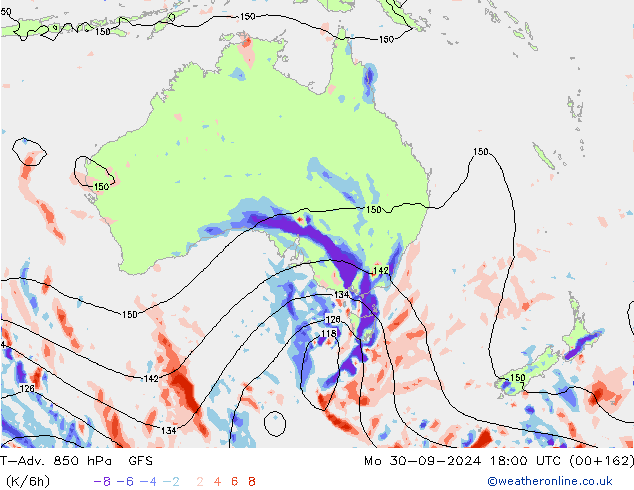 T-Adv. 850 hPa GFS Po 30.09.2024 18 UTC