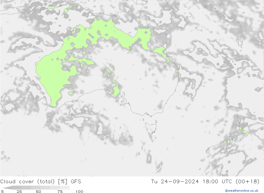 Wolken (gesamt) GFS Di 24.09.2024 18 UTC