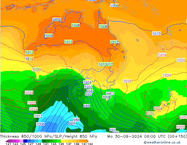 Thck 850-1000 hPa GFS Seg 30.09.2024 06 UTC