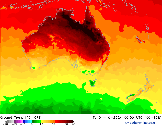 Ground Temp GFS Tu 01.10.2024 00 UTC