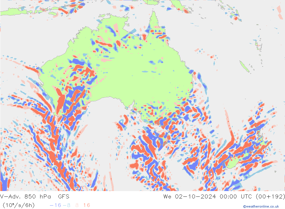 V-Adv. 850 hPa GFS We 02.10.2024 00 UTC