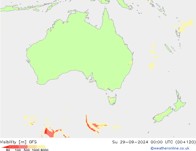 Dohlednost GFS Ne 29.09.2024 00 UTC