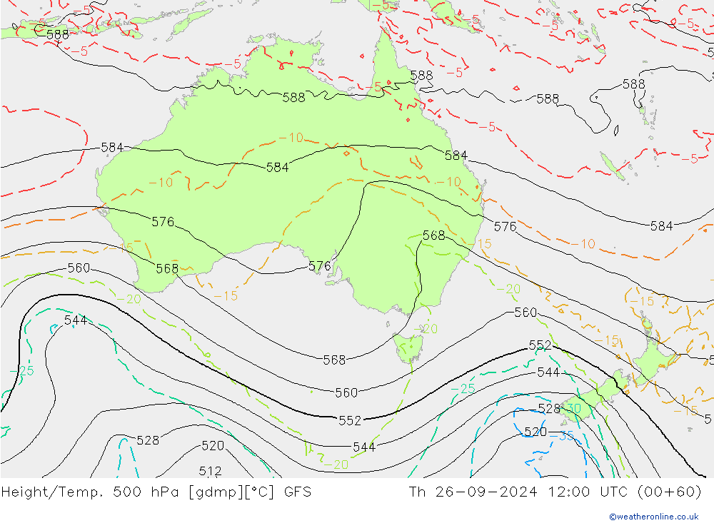 Height/Temp. 500 hPa GFS Th 26.09.2024 12 UTC