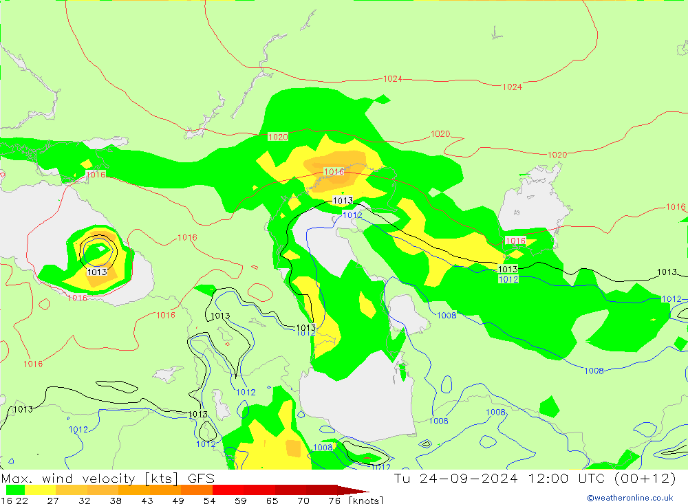 Max. wind velocity GFS  24.09.2024 12 UTC