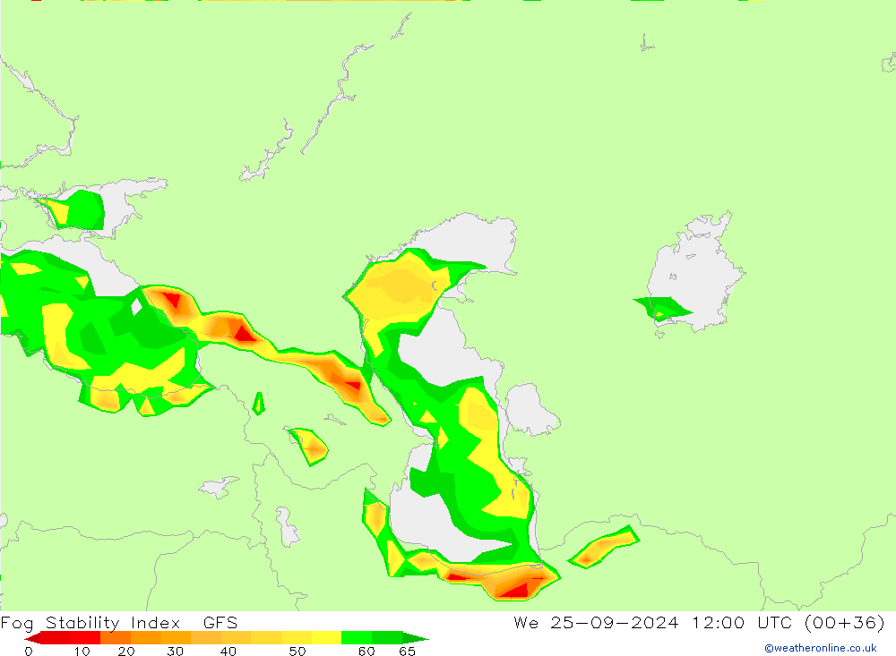 Fog Stability Index GFS St 25.09.2024 12 UTC