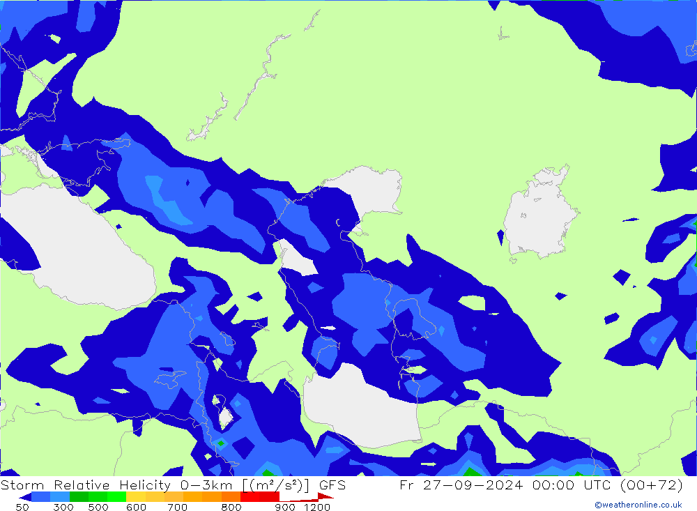 Storm Relative Helicity GFS Fr 27.09.2024 00 UTC