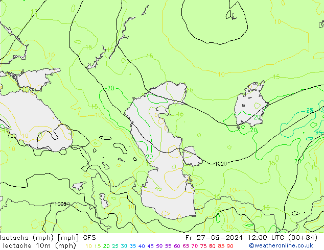 Isotachs (mph) GFS Sex 27.09.2024 12 UTC