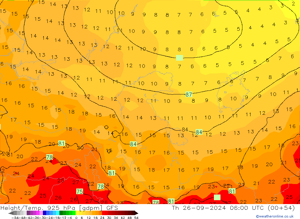 Height/Temp. 925 hPa GFS Th 26.09.2024 06 UTC