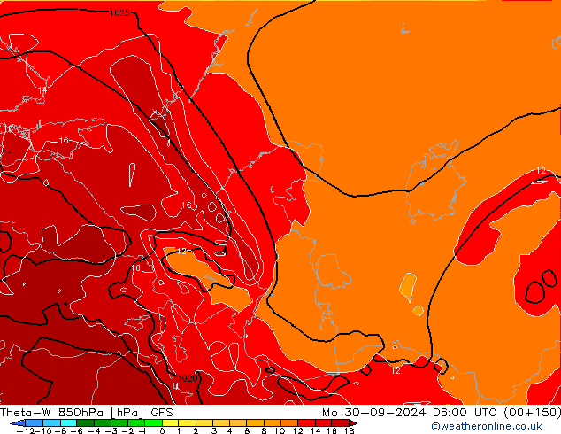 Theta-W 850hPa GFS lun 30.09.2024 06 UTC