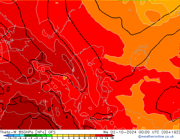 Theta-W 850hPa GFS  02.10.2024 00 UTC