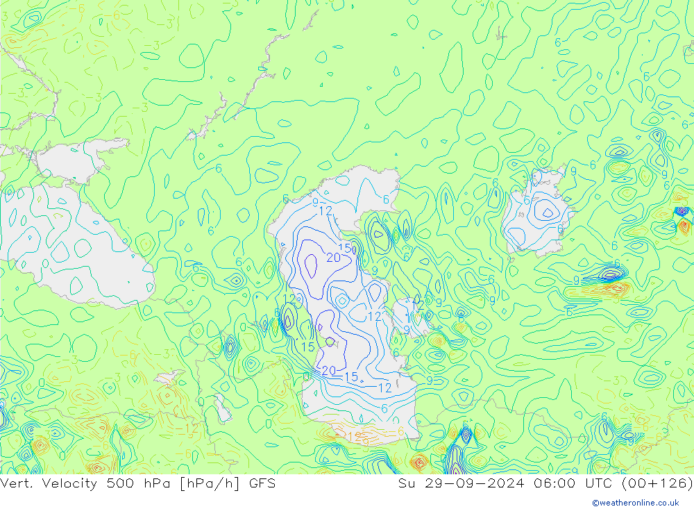 Vert. Velocity 500 hPa GFS dom 29.09.2024 06 UTC