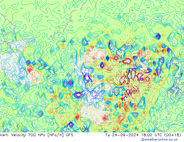 Vert. Velocity 700 hPa GFS Tu 24.09.2024 18 UTC