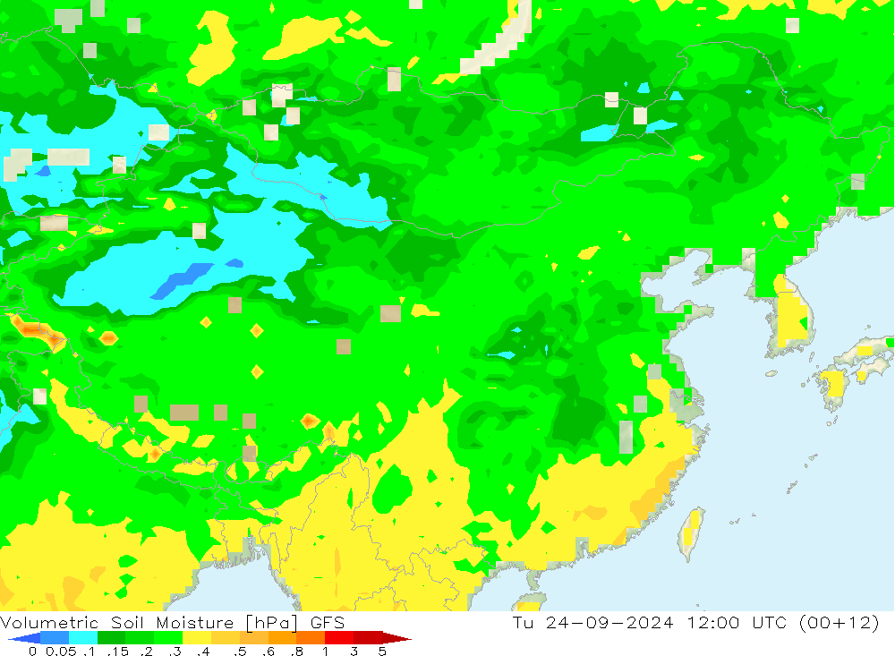 Volumetric Soil Moisture GFS 星期二 24.09.2024 12 UTC