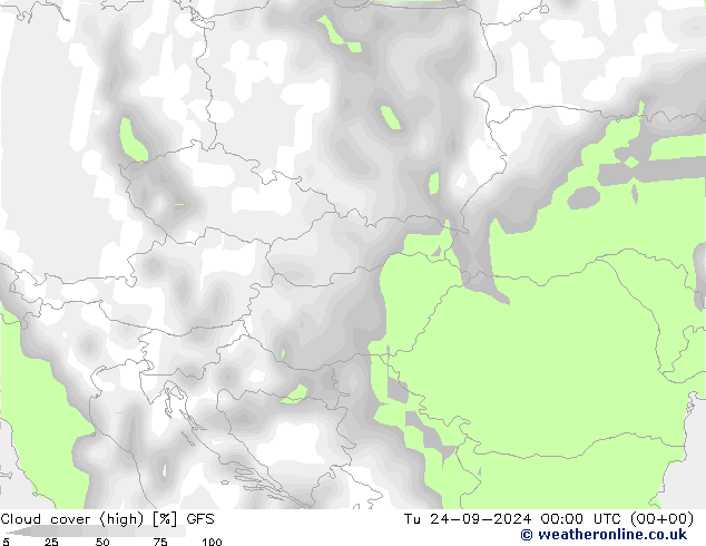 Wolken (hohe) GFS Di 24.09.2024 00 UTC