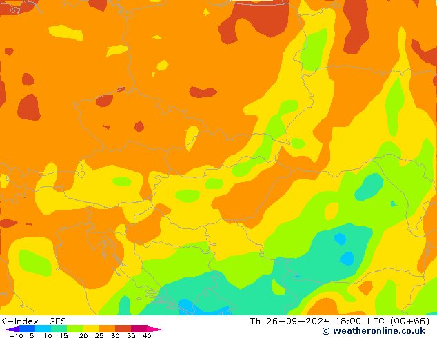 K-Index GFS Čt 26.09.2024 18 UTC