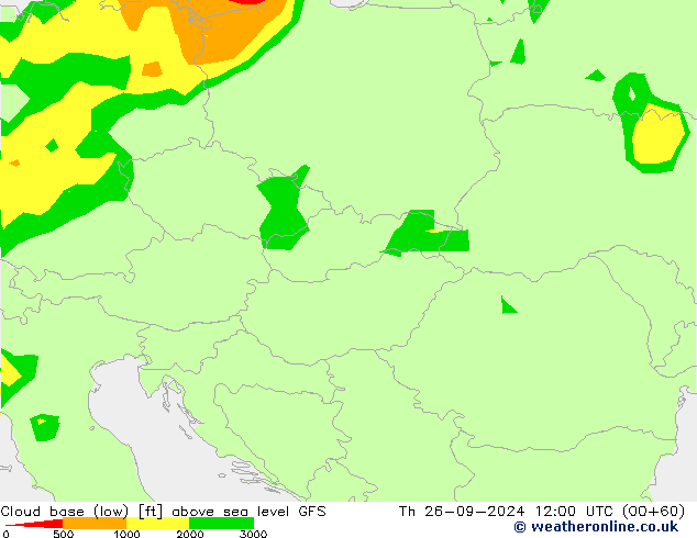 Cloud base (low) GFS Th 26.09.2024 12 UTC