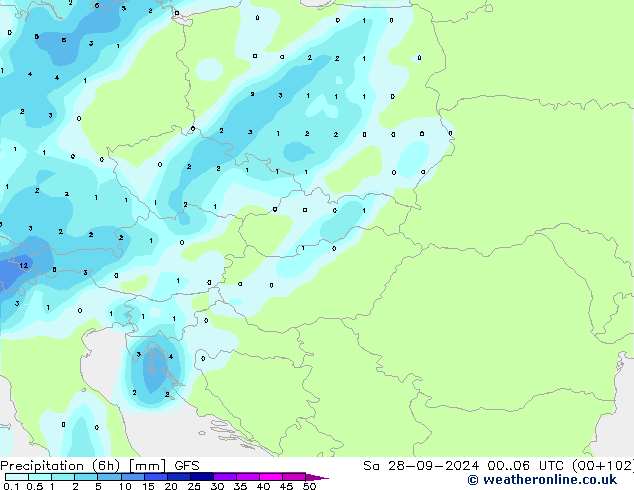 Z500/Rain (+SLP)/Z850 GFS sab 28.09.2024 06 UTC