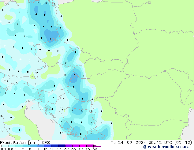 Precipitation GFS Tu 24.09.2024 12 UTC