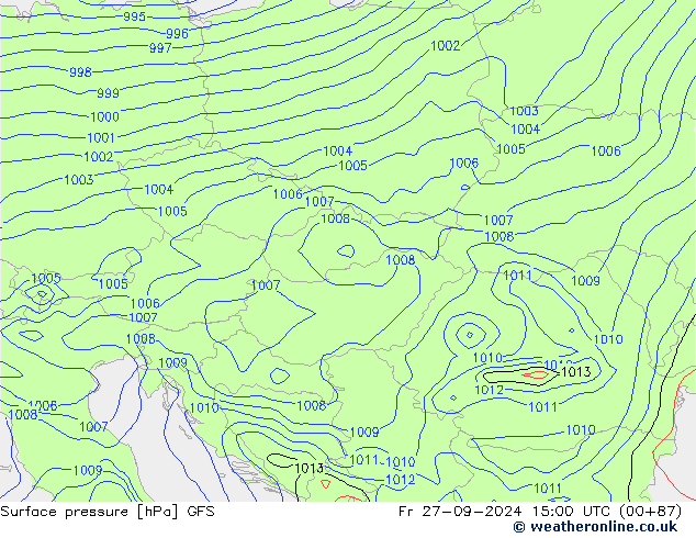 Surface pressure GFS Fr 27.09.2024 15 UTC