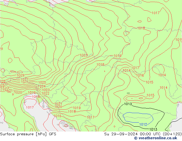 Surface pressure GFS Su 29.09.2024 00 UTC